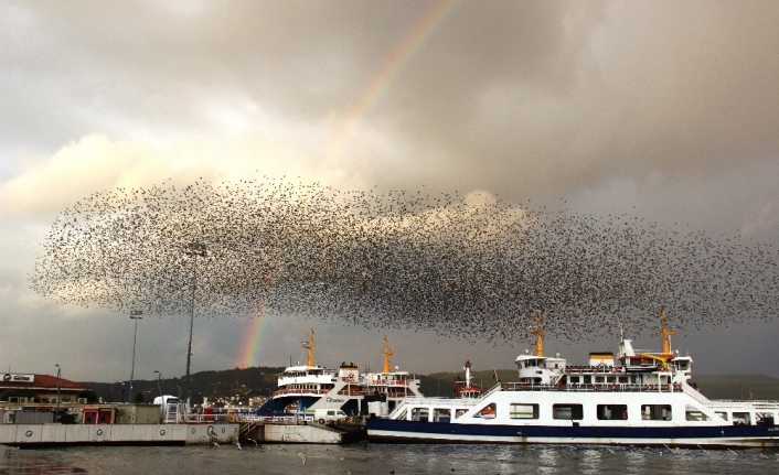 Çanakkale Boğazı’nda gökkuşağı manzarası
