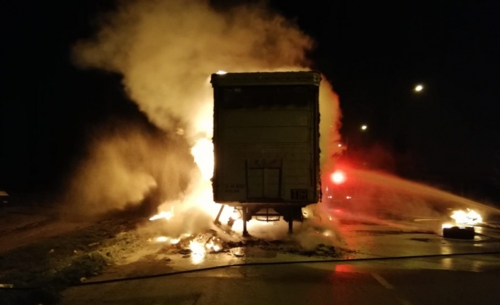 Balıkesir’de hareket halindeki TIR’da yangın çıktı