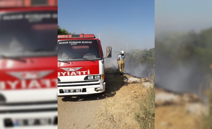 Burhaniye’de ot yangını paniğe neden oldu