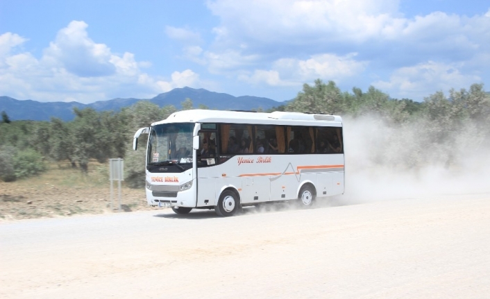 Yol inşaatının tozu zeytinlikleri tehdit ediyor