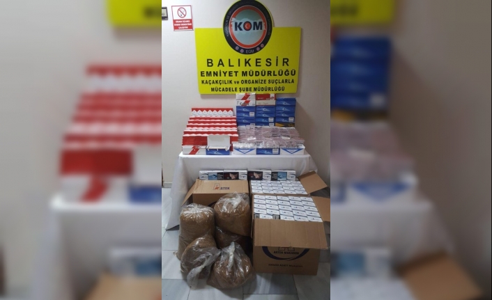 Balıkesir polisi 147 kilo tütün ve çok sayıda makoron yakaladı