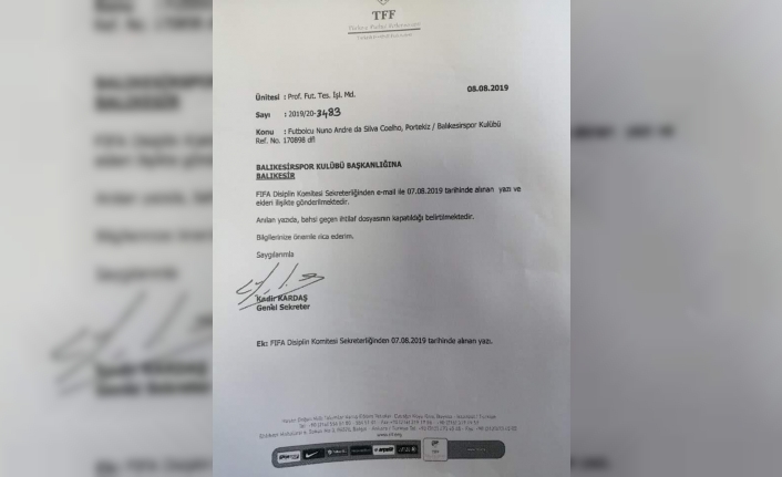 FIFA Balıkesirspor’un transfer yasağını kaldırdı
