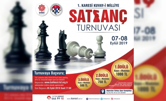 1. Karesi Kuva-yi Milliye satranç turnuvası başlıyor
