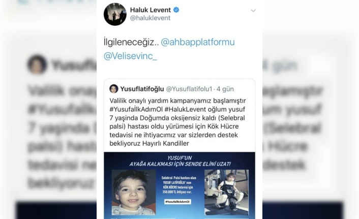 Bursalı Yusuf’a Haluk Levent’ten destek