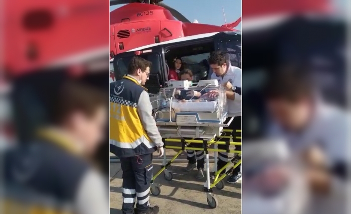 Helikopter ambulans 6 günlük bebek için havalandı