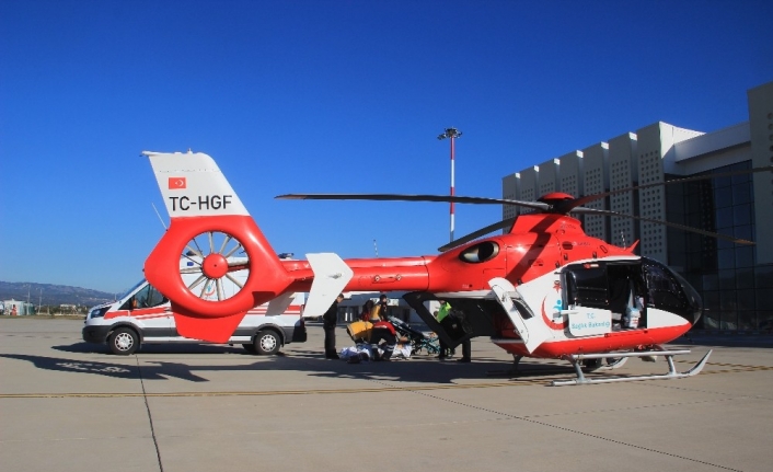 Septik şok geçiren hastaya helikopter ambulans ile sevk