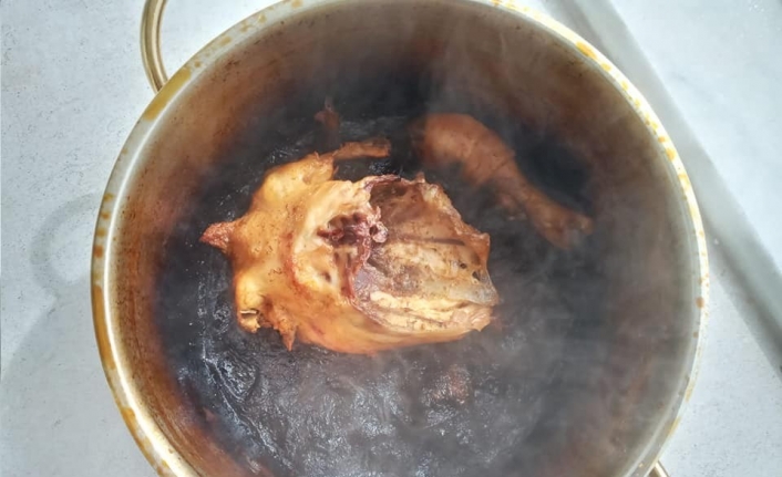 Ateşte unutulan tavuk evi yakıyordu