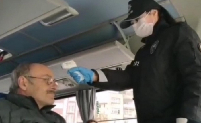 Polis ekiplerinden otobüslere korona virüs denetimi