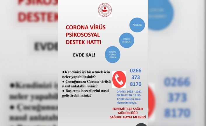Edremit’te Psikososyal Destek Danışmanlık Hattı hizmete girdi