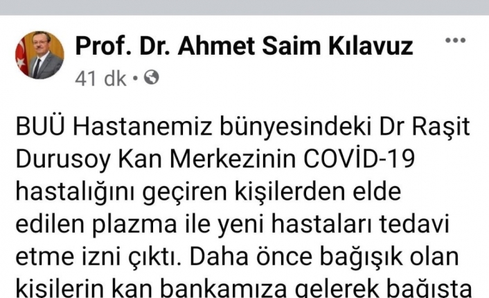 Uludağ Üniversitesi’nde korona virüs tedavisi için önemli gelişme