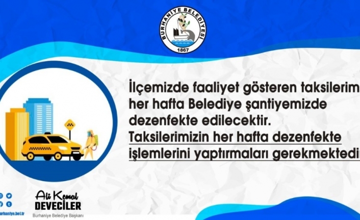 Burhaniye’de taksiler dezenfekte edildi