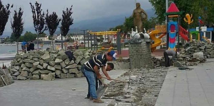 Edremit’in sembolü Sarıkız’a havuz yapılması çalışmaları başladı