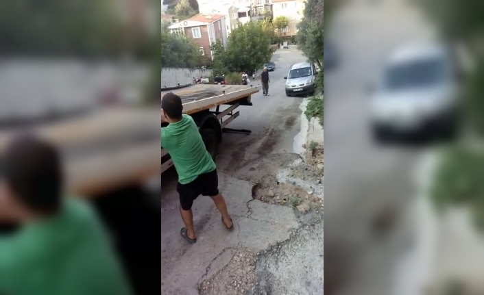 Çekicinin iş kazası... O anlar kamerada