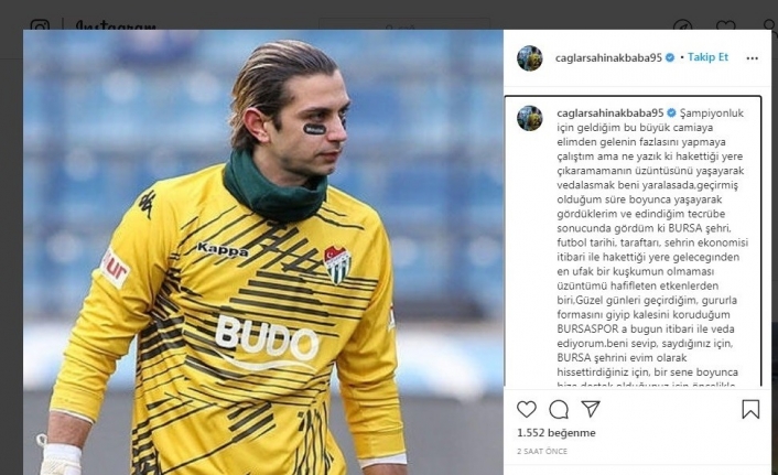 Kaleci Çağlar Şahin Akbaba’dan Bursaspor’a veda