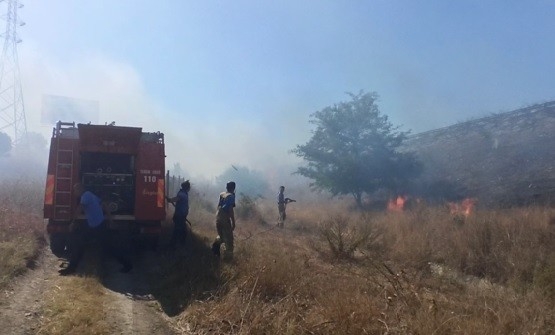 Otoyolda sigara izmaritinden yangın çıktı