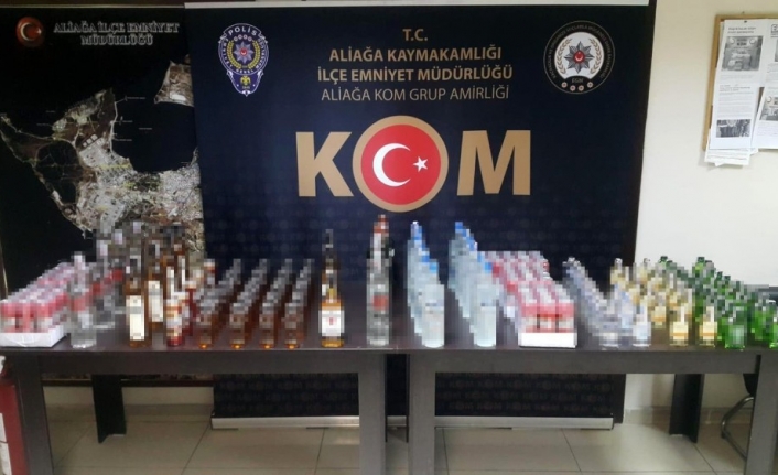 Aliağa’daki operasyonlarda çok sayıda gümrük kaçağı içki ele geçirildi