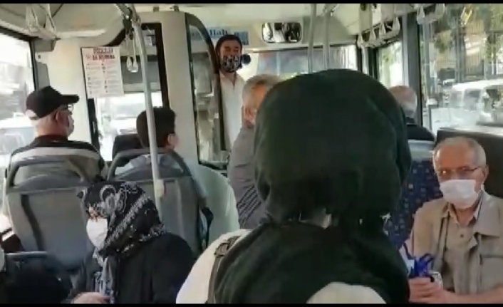 Bursa’da otobüs şoförü ile yolcu arasındaki mesafe tartışması kameralara yansıdı