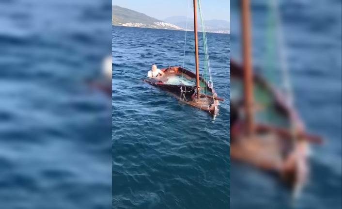Bursa’da tekne battı...Cankurtaranlar tekneyi ve şahsı sudan çıkardı
