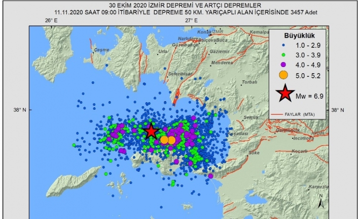 Ege’de 3 bin 457 artçı deprem meydana geldi