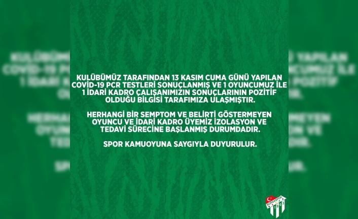 Frutti Extra Bursaspor’da 1’i oyuncu 2 kişinin Covid-19 testi pozitif çıktı