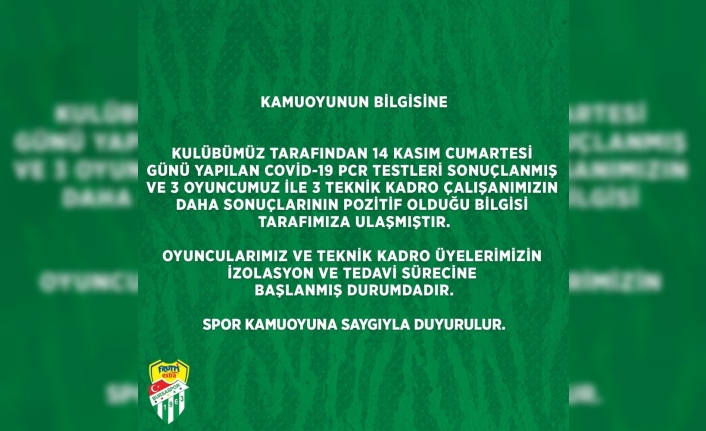 Frutti Extra Bursaspor’da 6 kişinin daha Covid-19 testi pozitif çıktı