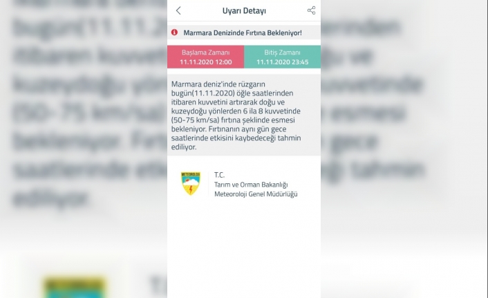 Meteoroloji’den Marmara Denizi için fırtına uyarısı