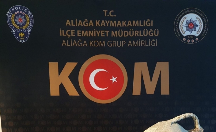 Aliağa’da tarihi eser kaçakçısına operasyon