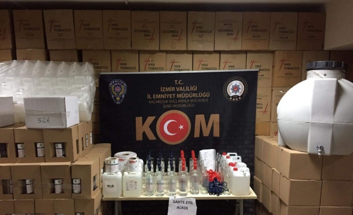 İzmir’de, sahte etil alkol imalatı yapan 7 şahsı yakalandı