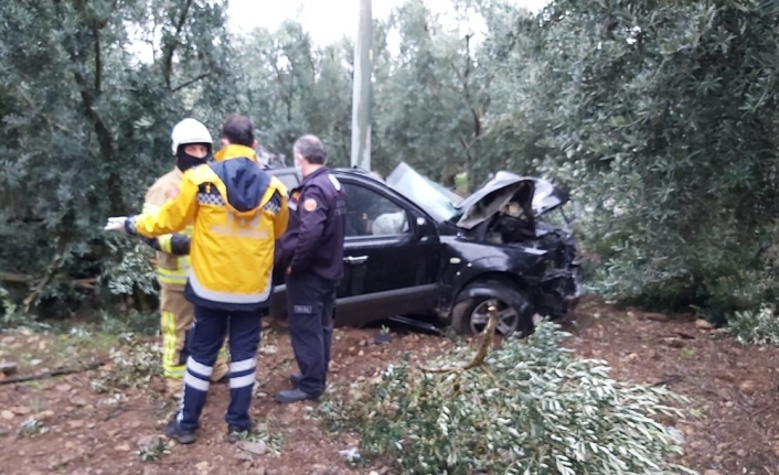 Yağışla gelen ölüm...Taklalar atarak zeytin bahçesine uçtu