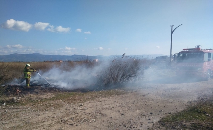 Burhaniye’de tatil sitesindeki çöplük yangını korkuttu