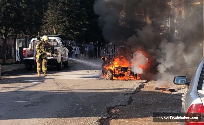 Elektrikli motor alev alev yandı