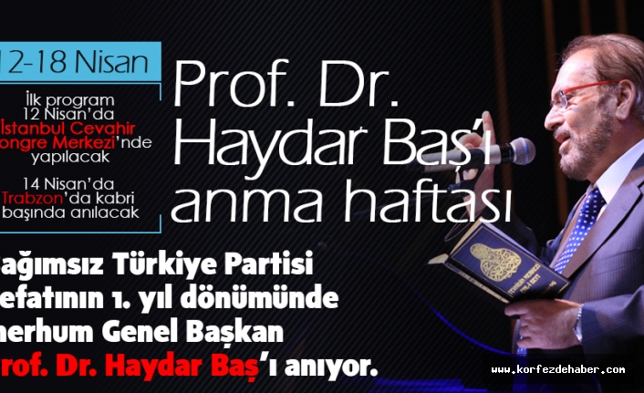 - 12-18 NİSAN; PROF. DR HAYDAR BAŞ’I ANMA HAFTASI…
