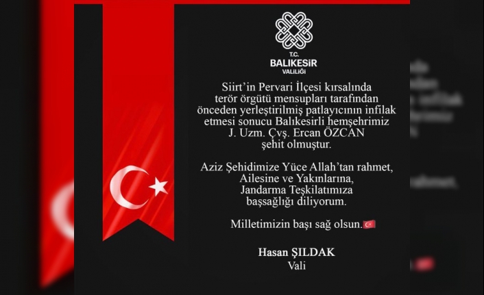 Balıkesir'e şehit ateşi düştü: Jandarma Uzman Çavuş Ercan Özcan kaldırıldığı hastanede kurtarılamadı