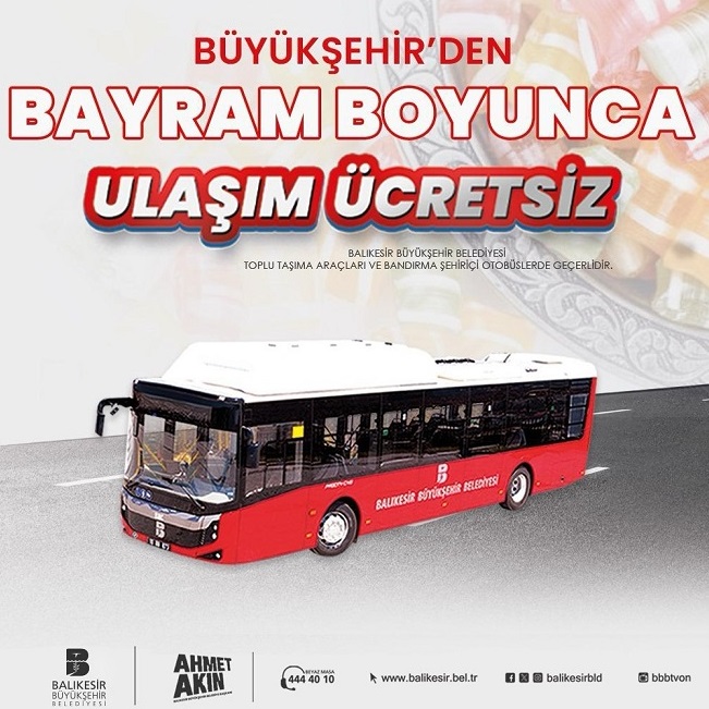 Büyükşehir’den bayram boyunca ulaşım ücretsiz  