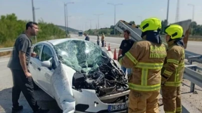 Susurluk'ta araç bariyerlere çarptı: 1 yaralı
