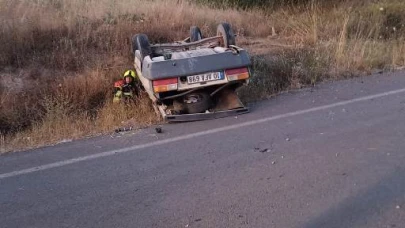 Sındırgı’da otomobil şarampole uçtu: 1 yaralı