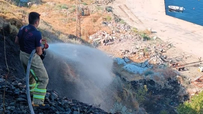 Marmara Adası’nda arazi yangını kısa sürede söndürüldü