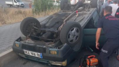 Gömeç’te trafik kazası: Takla atan araçta 1 yaralı