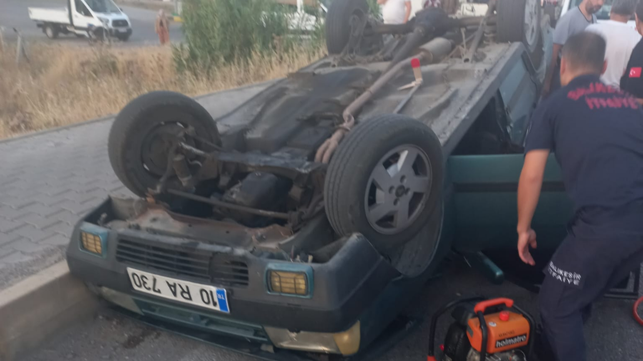 Gömeç’te trafik kazası: Takla atan araçta 1 yaralı