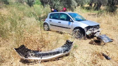 Burhaniye'de araç şarampole uçtu: 1 yaralı