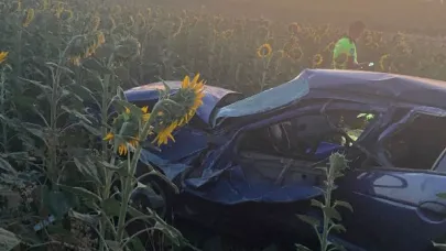 Susurluk’ta otomobil ayçiçeği tarlasına uçtu: 3 yaralı