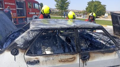 Karesi'de korkutan araç yangını