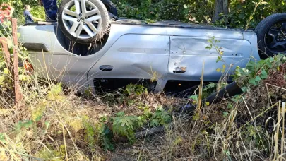 Havran'da otomobil ters takla attı: 1 yaralı