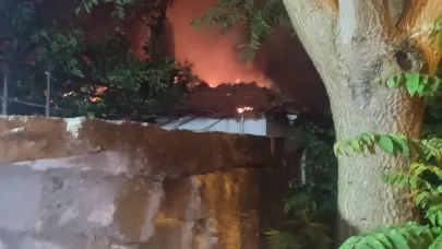 Karesi'de metruk evde yangın