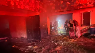 Dursunbey'de gece saatlerinde korkutan yangın