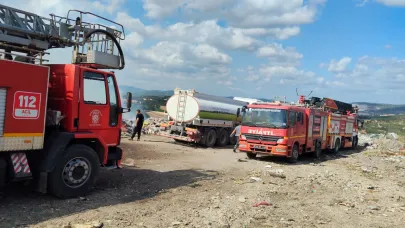 İvrindi'de korkutan çöplük ve arazi yangını