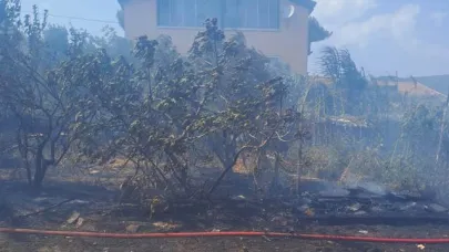 Erdek’te korkutan arazi yangını evleri tehdit etti