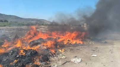 Havran’da çöplükte yangın