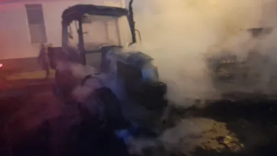 İvrindi'de traktör alev aldı