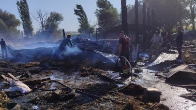 Balıkesir Çandır Mahallesi’nde hayvan ağılı yandı
